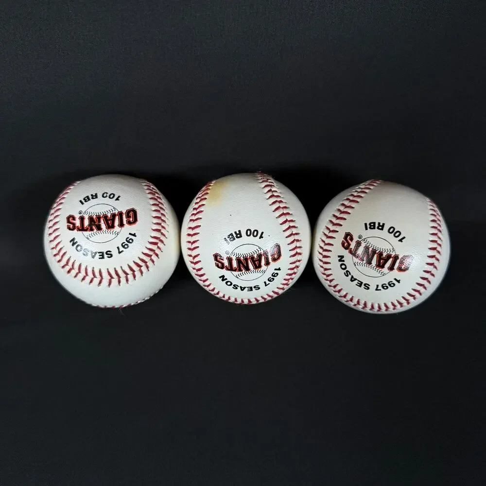 Lot of 3 Vintage ball 1997 J.T Show,Barry Bons,Jeff Kent Baseballs Giants MLB